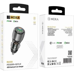 شارژر فندکی نکسا مدل R230 توان ۴۸ وات دو پورت