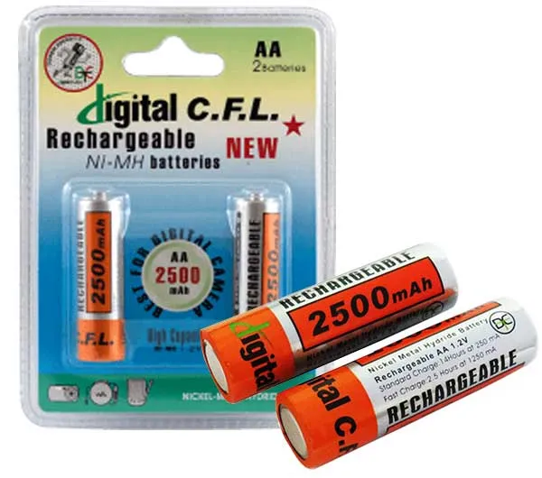 باتری قلمی قابل شارژ سی اف ال مدل 2500mAh AA بسته 2 عددی