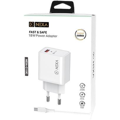 شارژر دیواری Nexa 18W مدل C118C همراه با کابل تایپ سی
