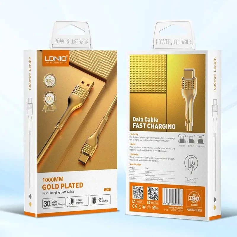 کابل تبدیل USB به USB-C (الدینیو) LDNIO مدل LS651 طول 1 متر